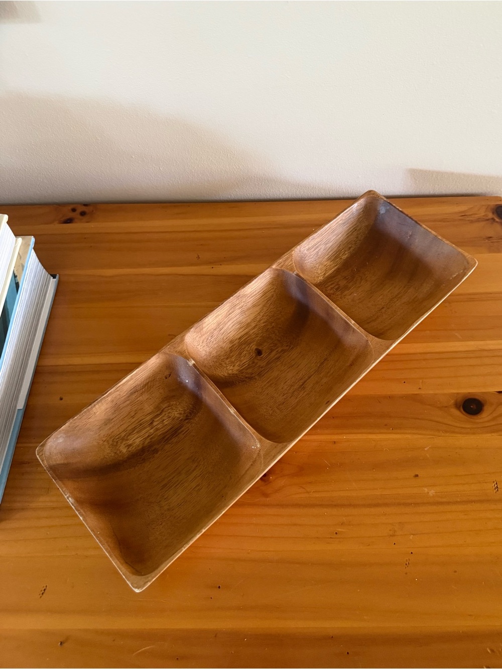 Pacific Merchants Acaciaware 3-Section Wooden Serving Tray – 16”